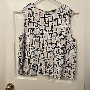 Ann Taylor Black and Tan Geometric Blouse